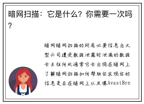 暗网扫描：它是什么？你需要一次吗？
