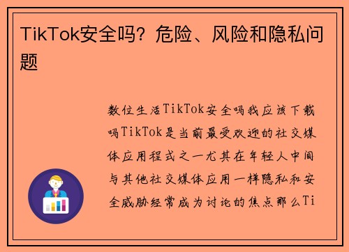TikTok安全吗？危险、风险和隐私问题